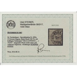 Österreich 1867 25kr, LILAGRAU! FEINER DRUCK! Dr.Ferch:225,-€! VÖB! Sehr schön!