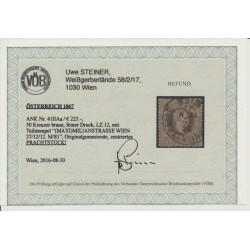Österreich 1867 50kr, FEINER DRUCK! Lz12, Dr.Ferch:225,-€! ZENTRIERT! WIEN. VÖB!