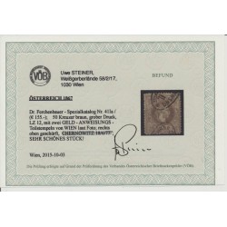 Österreich 1867 50kr, braun, grober Druck, Lz12, Dr.Ferch:155,-€! WIEN. VÖB!
