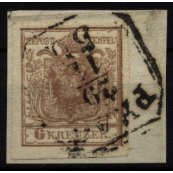 Österreich 1850 6kr, HP, Type I. DEUTHLICHER RANDDRUCK! Überfärbter Druck! PRAG
