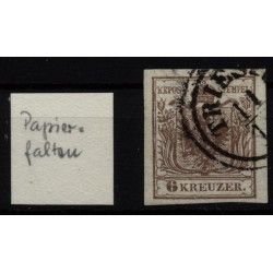 Österreich 1850 6kr, HP, Type III. PAPIERFALTE! TRIESTE (Kü) Schön!