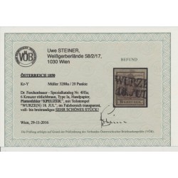 Österreich 1850 6kr, RÖTHLICHBRAUN! HP, Type I.a, WURZEN (Kr) VÖB!