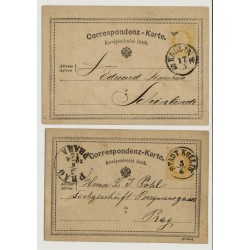Österreich 187.- 2Stk. Korr-Karte mit verschiedenen KOLLIN (B) Stempeln. Schön!