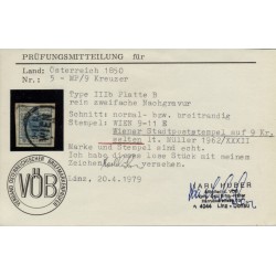 Österreich 1850 9kr, MP, Type III.b Wiener STADTPOSTSTEMPEL! SELTEN! VÖB! P!