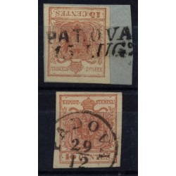 LOMBARDEI-VENETIEN 1850 2Marke:-15C UNTERLEGTE MITTE! -15C, Verschiedene PADOVA