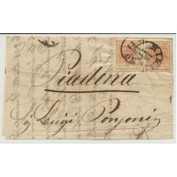 LOMBARDEI-VENETIEN 185. 2*15C, Briefteil, MILANO nach PIADENA. Attraktiv!