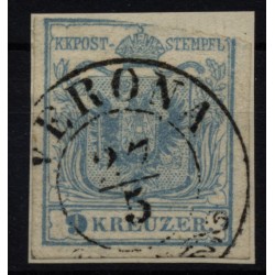 LOMBARDEI-VENETIEN 1850 9kr HP, TYPE I. KREUZER-Marke mit LOMB-VEN. Stempel!