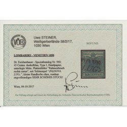 LOMBARDEI-VENETIEN 1850 45C DUNKELBLAU! HP, TYPE I.! U.M. P.F! PADOVA. VÖB!