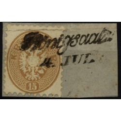 Österreich 1864 15kr, oben Bug! KÖNIGSAAL (B) Mü:20Punkte!