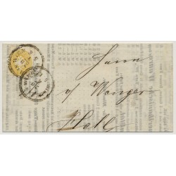 Österreich 186. 2kr, gelb, DRUCKSACHE (nicht kompl.) WIEDEN IN WIEN nach HALL