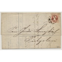 Österreich 1867 5kr, grober Druck, Brief (Inhalt) PRAG ALTSTADT nach PRIBISLAU