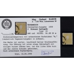 Österreich 1858 2kr, HELLGELB! Type II. schöne Farbe! ZENTRIERT! VÖB!