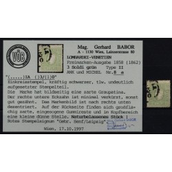 LOMBARDEI-VENETIEN 1858 3sld. Grün, schöne Farbe! VÖB! Signiert! Attraktiv!