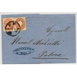 Österreich 186. 5+10kr, zentrierte Stücke! Brief, WIEN nach PALMA. Schön!