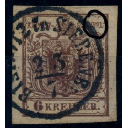 Österreich 1850 6kr, HP, Type III. PLATTENFEHLER! BISTRITZ in SIEBENB: (Ungarn)