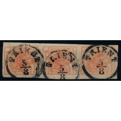 Österreich 1850 3*3kr 3-STREIFEN! MP, Type III. TRIENT (Tirol) Schön!