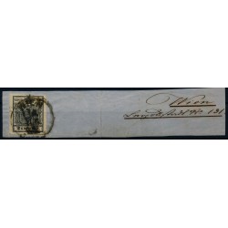Österreich 1850 2kr, schwarz, HP, Type III. ORTSBRIEF-Teil! WIEN. Schön!