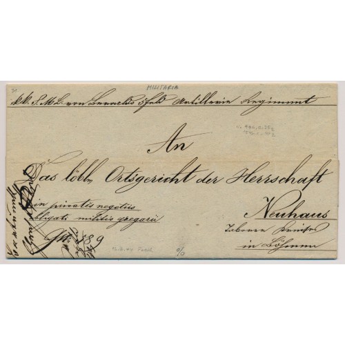Österreich 1844 Brief (Inhalt) MILITARIA, - NEUHAUS. R.s interessantes Stempel!