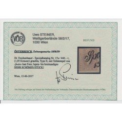 Österreich 1858/59 Zeitungsmarke, GRAULILA, Kw:440,-€+! SPALATO (Dalmatien) VÖB