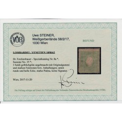 LOMBARDEI-VENETIEN 1858 3sld. Gelblichgrün, UNGEBRAUCHT * Kw:550,-€! VÖB
