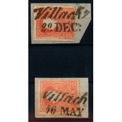 Österreich 1858 2Stk. Marke:beide 5kr, Type II. VILLACH (K) Schön!
