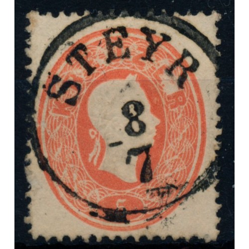 Österreich 1861 5kr, min.Beschädigung! STEYR (Oö)