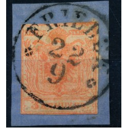 Österreich 1850 3kr, LILIPUTSCHNITT! PLATTENFEHLERN! FRIEDEK (Sch) Mü:36P!