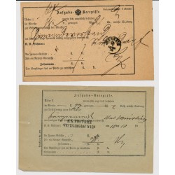 Österreich 18.. 2Stk. AUFGABS-RECEPISSE. Schön und interessant!