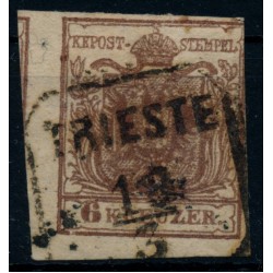 Österreich 1850 6kr, HP, Type III. FARBFLECK! TRIESTE (Kü) Schön und attraktiv!