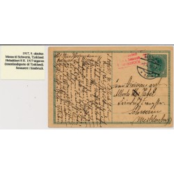 Österreich 1917 8h Karte MERNA (Tirol)-SCHWERIN. ROTSTEMPEL 'Zensuriert/INNSBRU