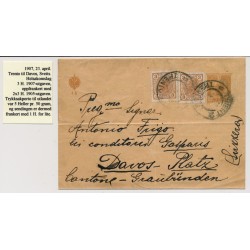 Österreich 1907 3h Zeitungsschleife mit 2*3h, TRENTO (Tirol) nach SCHWEIZ.