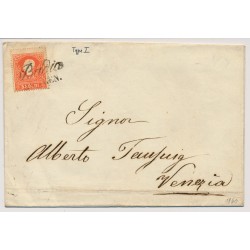 LOMBARDEI-VENETIEN 1860 5sld. TYPE I.! Brief, BADIA nach VENEZIA. Schön!