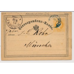 Österreich 187. 2kr Karte, BAUSTEMPEL MAUERKIRCHEN (Oö) Kl:60P!-MÜNCHEN
