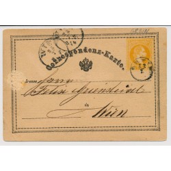 Österreich 1874 2kr Karte GREIN (Oö) Kl:25P! Nach WIEN.
