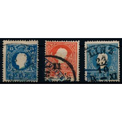 Österreich 1858 3Stk. Marke! VORAUSENTWERTUNGEN, blauem Firmenstempeln.
