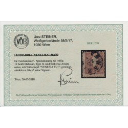 LOMBARDEI-VENETIEN 1858 10sld. LILABRAUN! ANDREASKREUZ-ANSZATZ ! VENEZIA