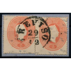 LOMBARDEI-VENETIEN 1861 2*5sld. Briefstück! STARK VERZÄHNT! TREVISO
