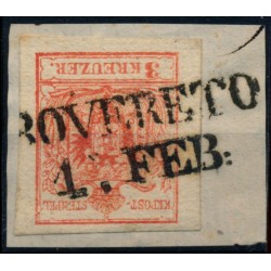 Österreich 1850 3kr, MP, Type III. ROVERETO (Tirol)