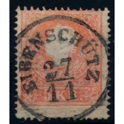 Österreich 1858 5kr, Type II. STARK VERZÄHNT! EIBENSCHÜTZ (M) Mü:10P!