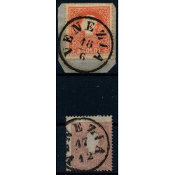 LOMBARDEI-VENETIEN 1858 2Stk:5sld. und 10sld. EXTREM VERZÄHNT! VENEZIA
