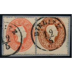 Österreich 1861 2-FARBEN-FRANKATUR:5+10kr auf Briefstück. BIELITZ (Sch)
