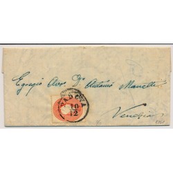 LOMB-VENETIEN 1861 5sld. Brief (Inhalt) PADOVA. R.s ROTSTEMPEL VENEZIA