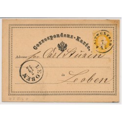 Österreich 1875 2kr Korr-Karte KNITTENFELD (St) nach LEOBEN. Schön!