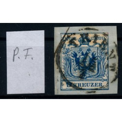 Österreich 1850 9kr, LILIPUTSCHNITT auf Briefstück! P.F! TRIENT (Tirol)
