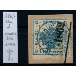 Österreich 1kr, Zeitungsstempelmarke, FISKAL-BLAUSTEMPEL ZNAIM. Signum!
