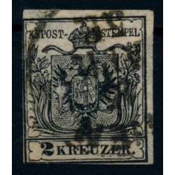 Österreich 1850 2kr, schwarz, HP, Type III. PAPIERKORN! WIEN. Attraktiv!