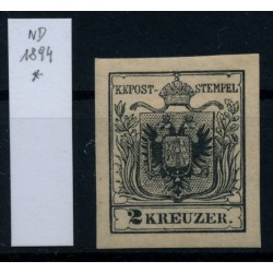 Österreich 2kr, schwarz, NEUDRUCK 1894! OG und Falz. STRAKOSCH Best.