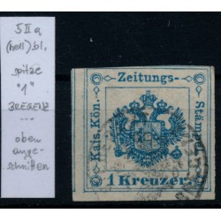 Österreich 1kr, HELLBLAU! Zeitungsstempelmarke SPITZE '1'! BREGENZ. Best