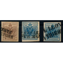 Österreich 1850 3Stk. SCHIFFSTEMPELN! TRIESTE/COL VAPORE LETA.ARRTA/PER
