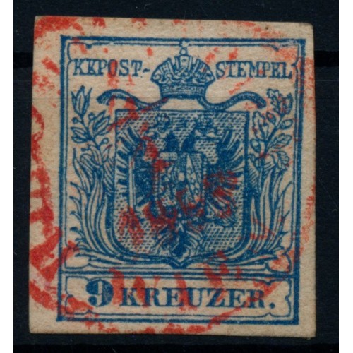 Österreich 1850 9kr, ROTSTEMPEL RECOMMANDIRT/WIEN. Attraktiv!
